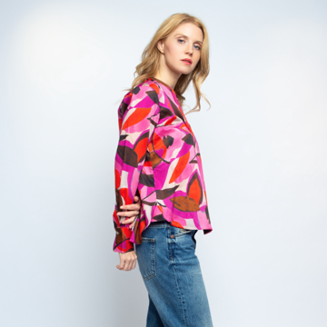 Bluse med stilet blomsterprint Emily van den Bergh