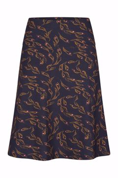 Skirt Wide Leaves Navy Zilch