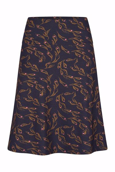 Skirt Wide Leaves Navy Zilch